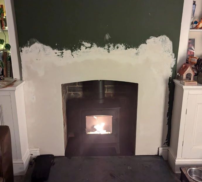 Gas fire removal and log burner installation
